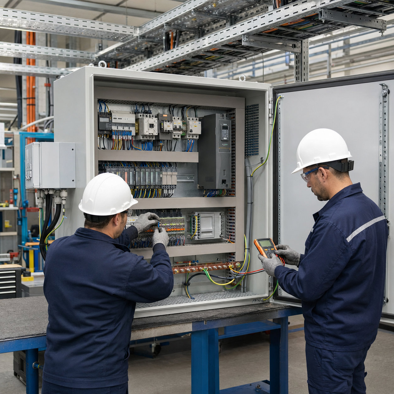 Industrial electrical control panel assembly and testing